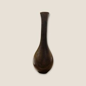 Vintage Otigiri Metal Mini Bud Vase Bronze Tone Japanese Small Teardrop Neck